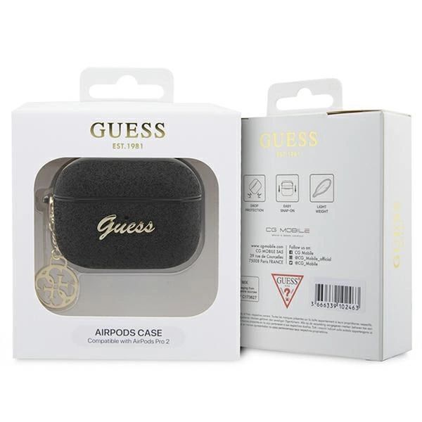 Etui Guess Glitter Flake 4G Charm Na Airpods Pro 2 - Czarne
