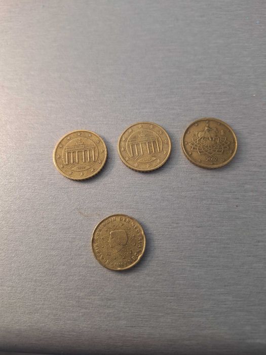 Monety 3x 50 euro cent i 1x 20 eurocent nietypowe
