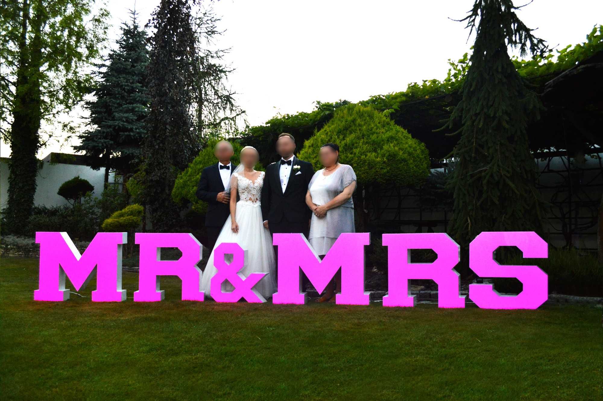 Sprzedam podświetlany napis MR&MRS (LED) - idealna dekoracja na wesele