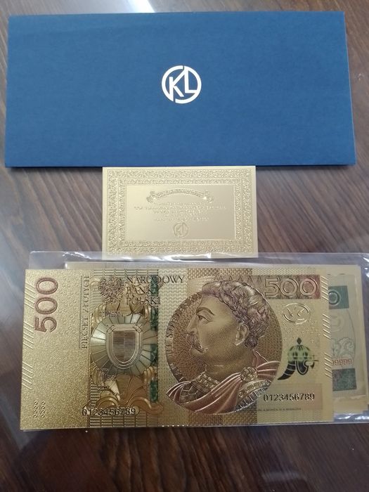 Banknoty złocone zestaw 8szt
