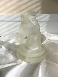 Szklana głowa konia vintage ozdoba przycisk do papieru dekoracja koń