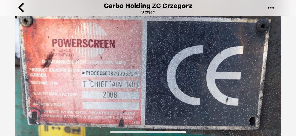Przesiewacz powerscreen Chieftain 1400
