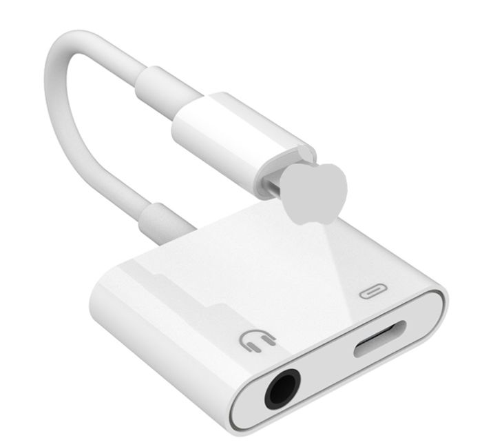 Adaptador duplo Lightning para jack 3.5mm + Lightning charger