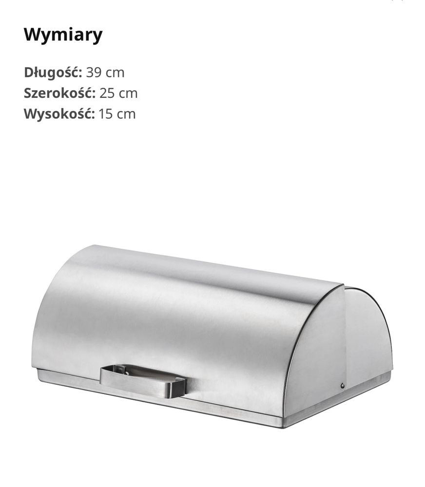 ORDNING Ikea Chlebak pojemnik skrzynka na chleb stal nierdzewna
