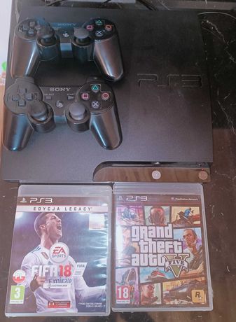 Konsola PS3 + 2 pady + GTA 5 i FIFA 18