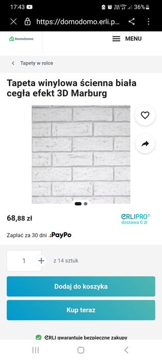 Tapeta winylowa biała cegła, piękna! 3 i pół rolki.