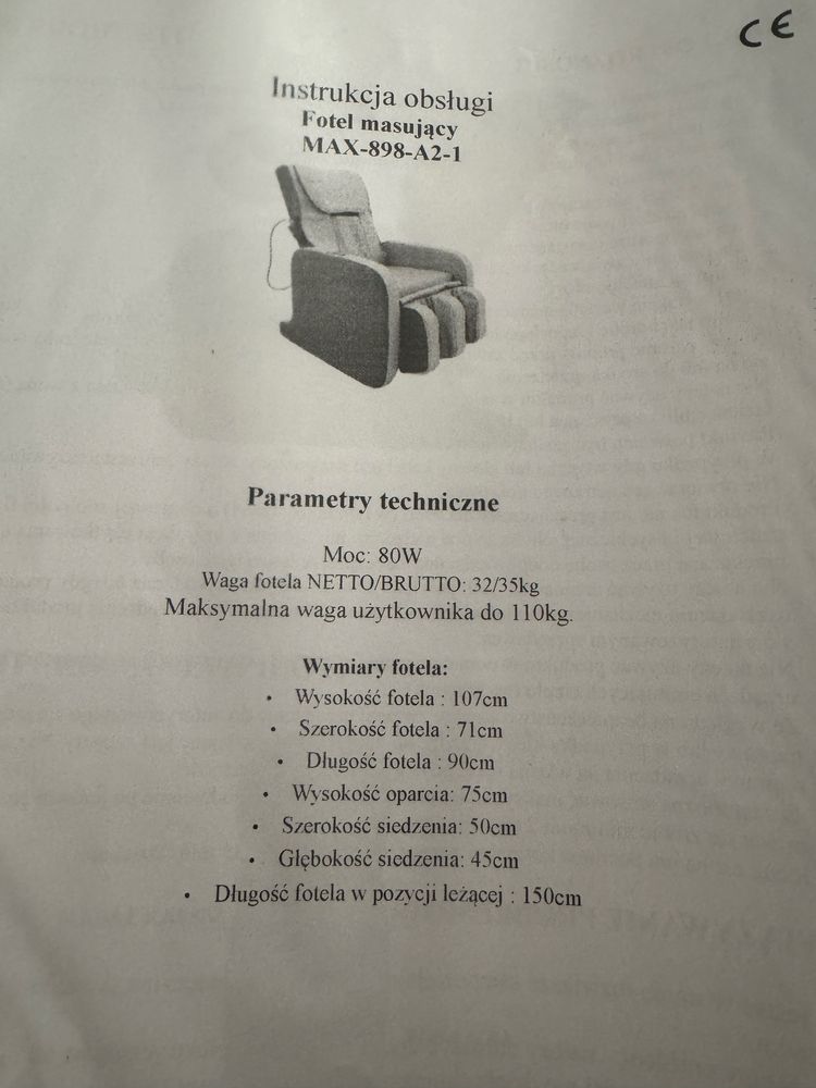 Fotel do masażu shiatsu z wibracjami