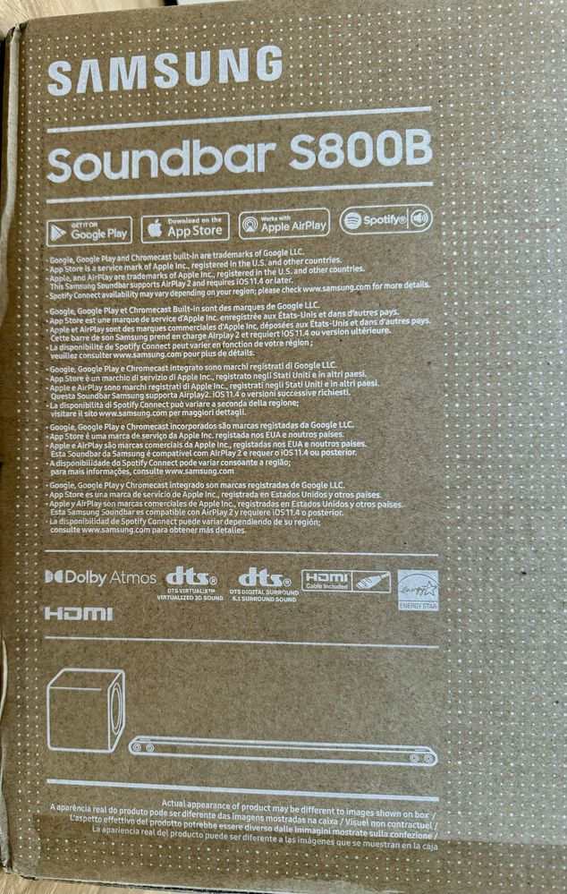 Samsung Soundbar S800B (3.1.2) nova, selada e com fatura