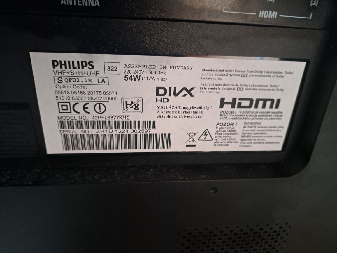 Telewizor Philips 42 cale uszkodzony