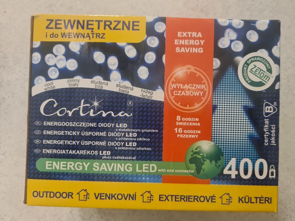 Lampki choinkowe wew/zew 400LED timer energooszczędne, 20m