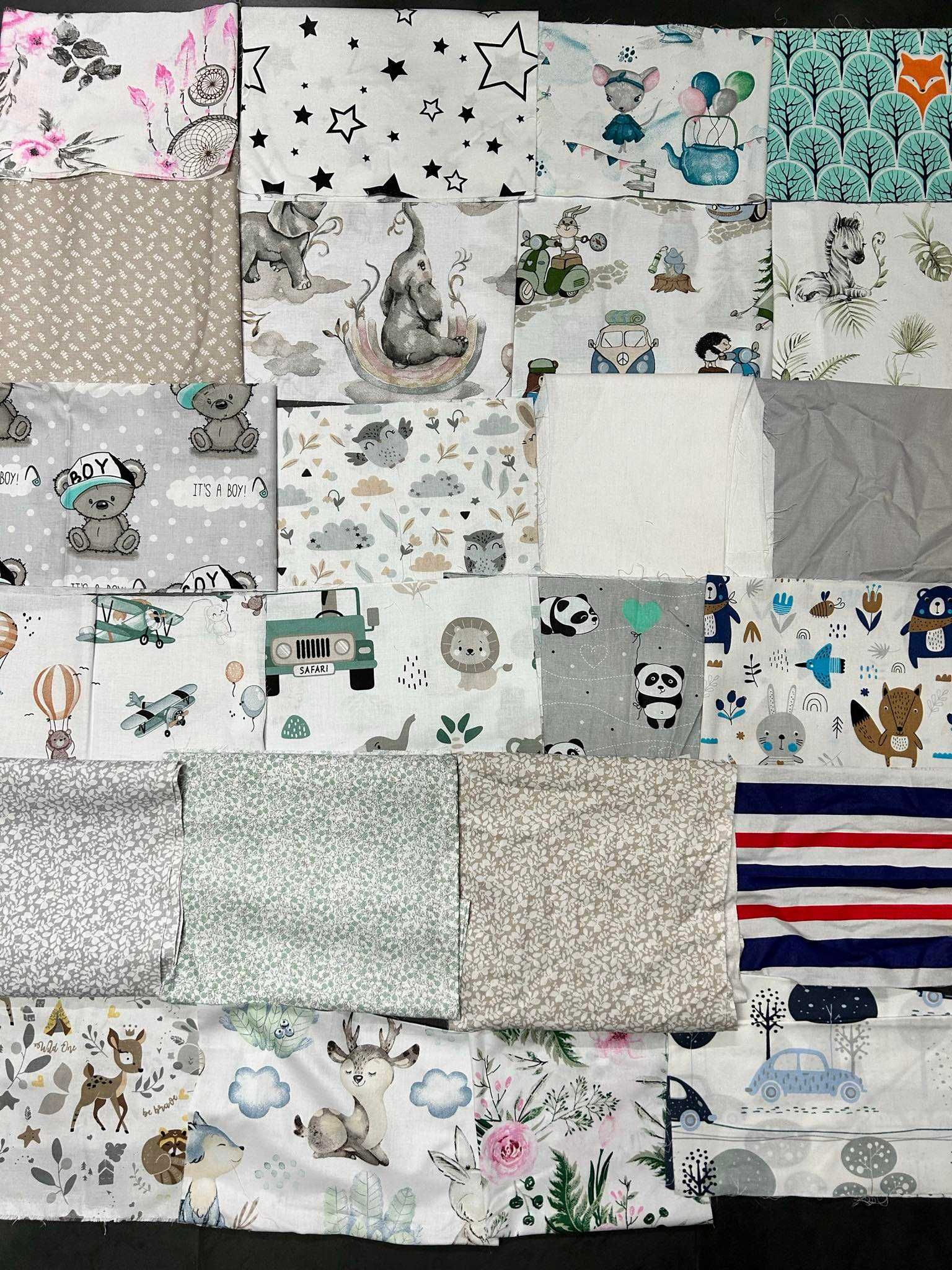 BAWEŁNA 100% MATERIAŁ tkanina CZYSTA 25 mb mix wzór PAKIET na maseczki