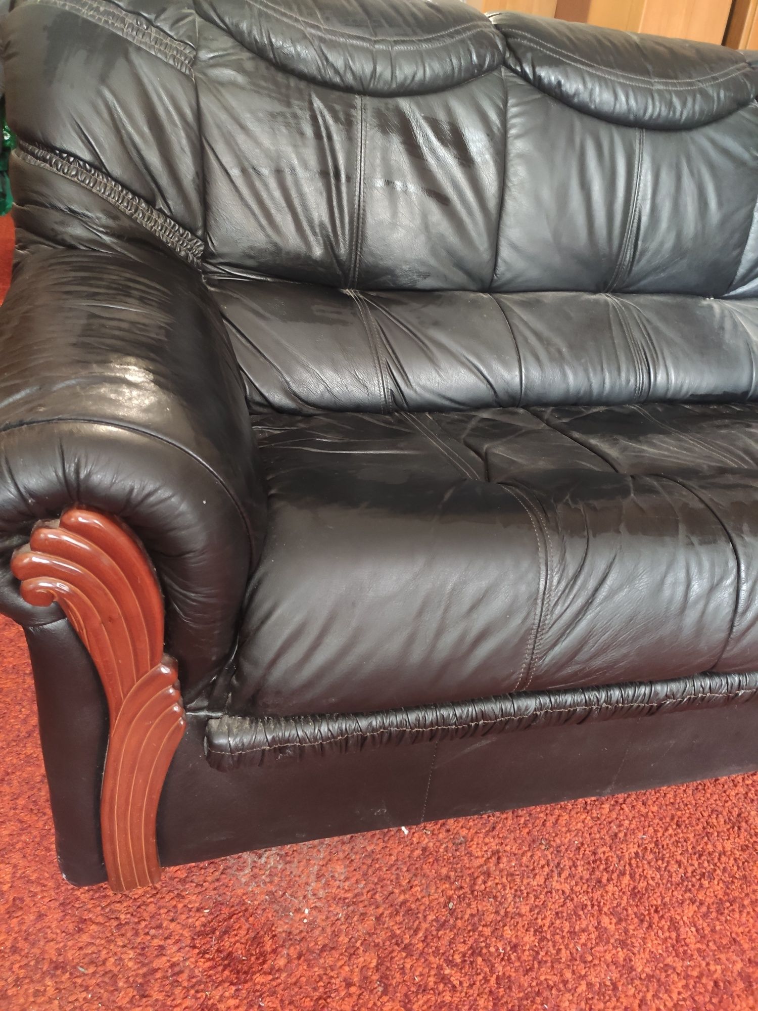 Conjunto de 3 sofás de cor preta
