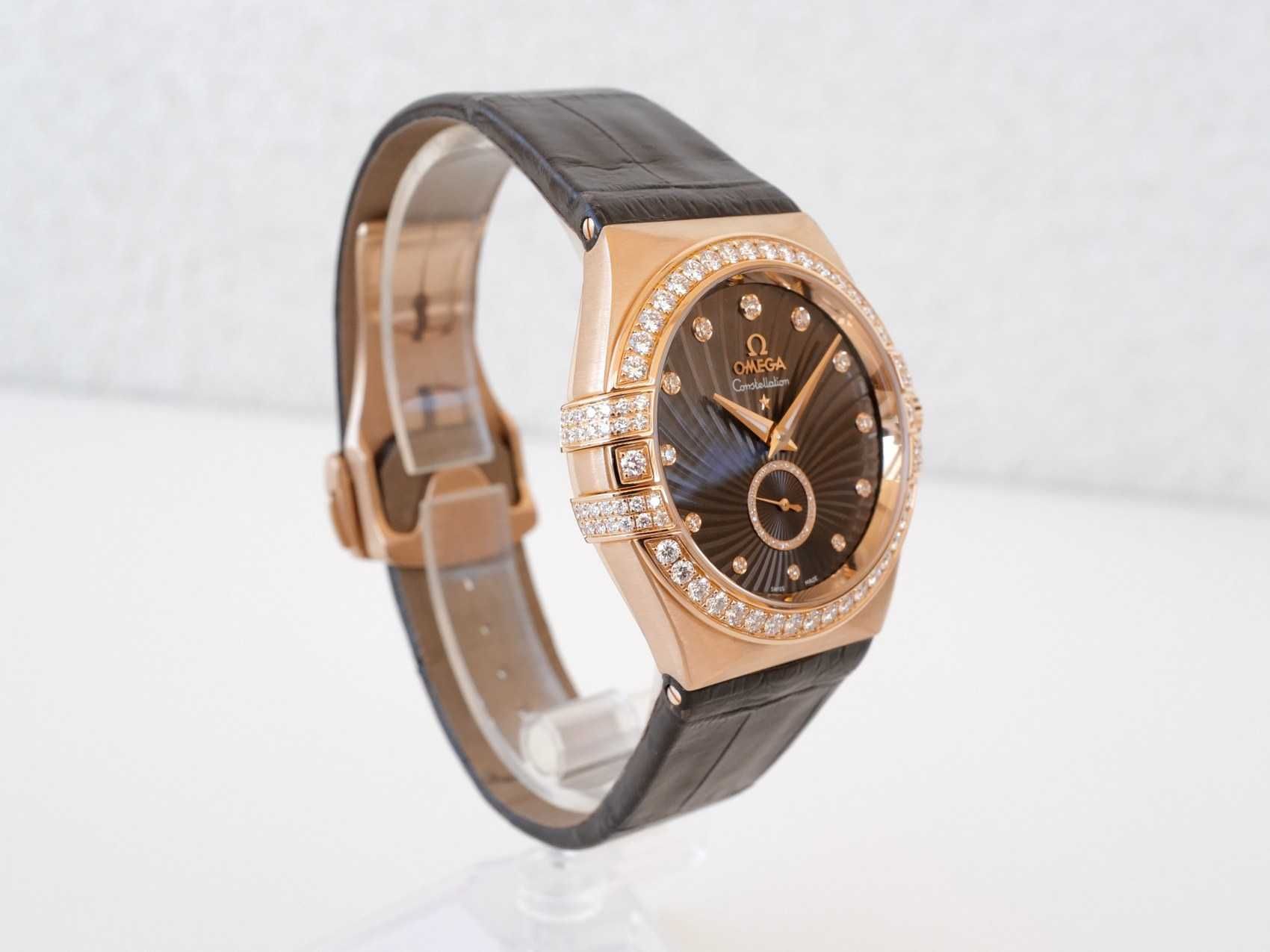 Omega Constellation Ladies Automatic Brown Dial 18k Rose Gold Diamonds