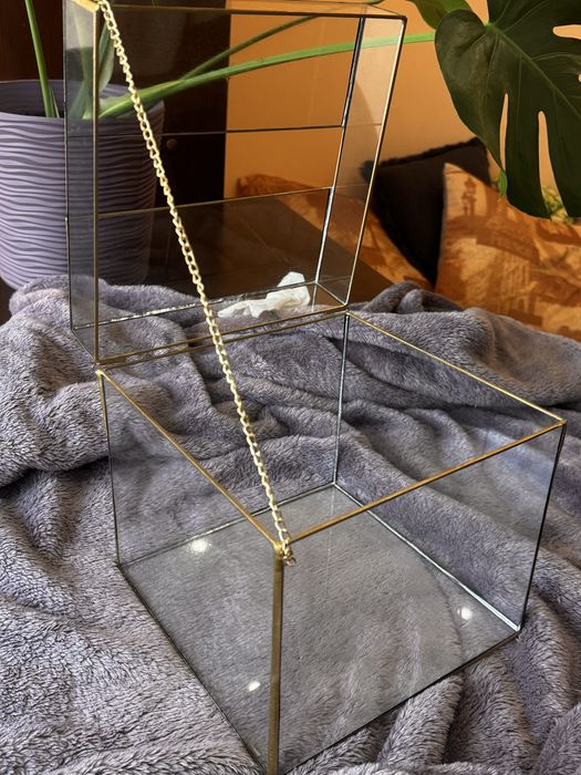 Скринька для конвертів весільна ручної роботи, скляна