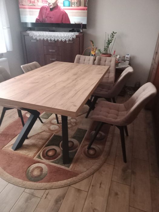 Stół drewniany metalowy 170x100 ( nogi metalowe, blat płyta okleina)