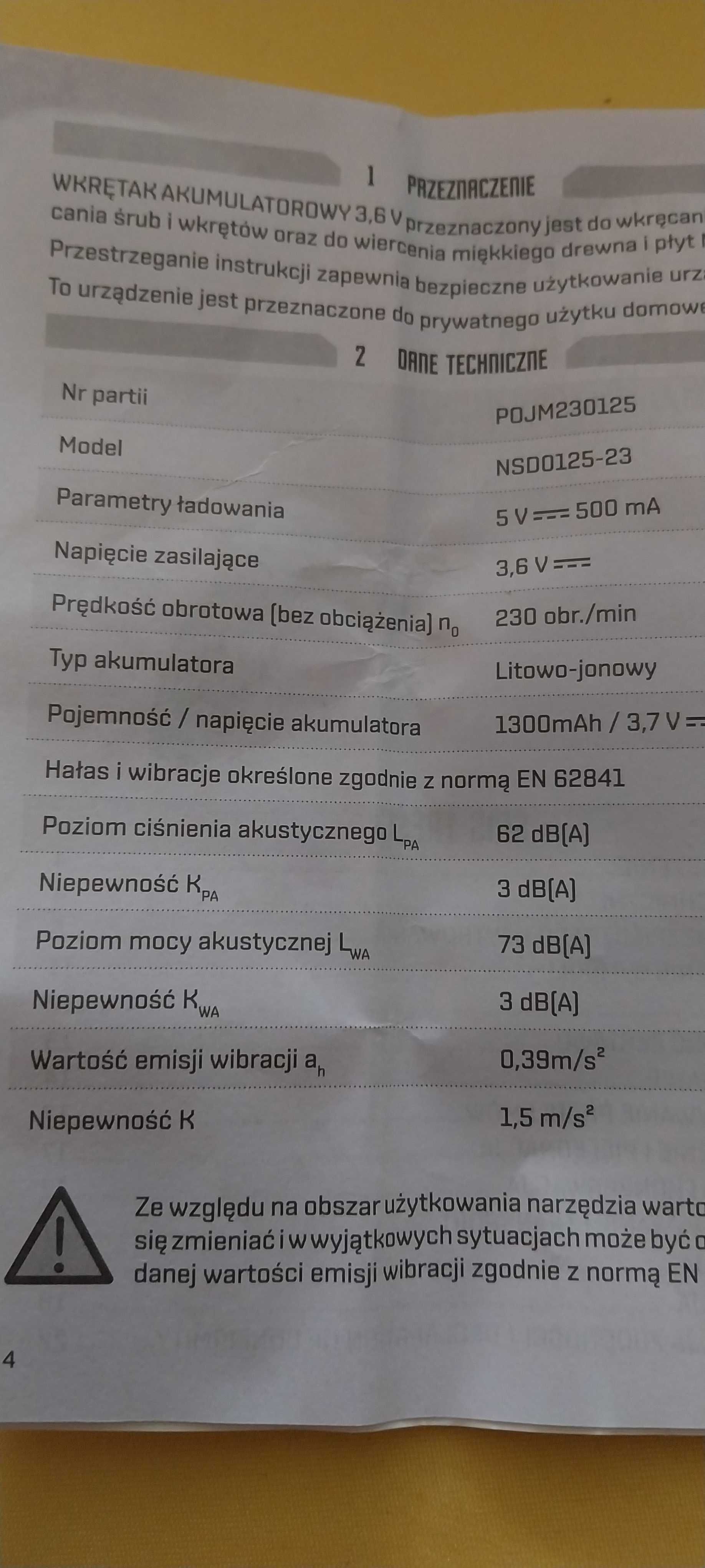 Wkrętak, wkrętarka akumulatorowa 3,6V Niteo