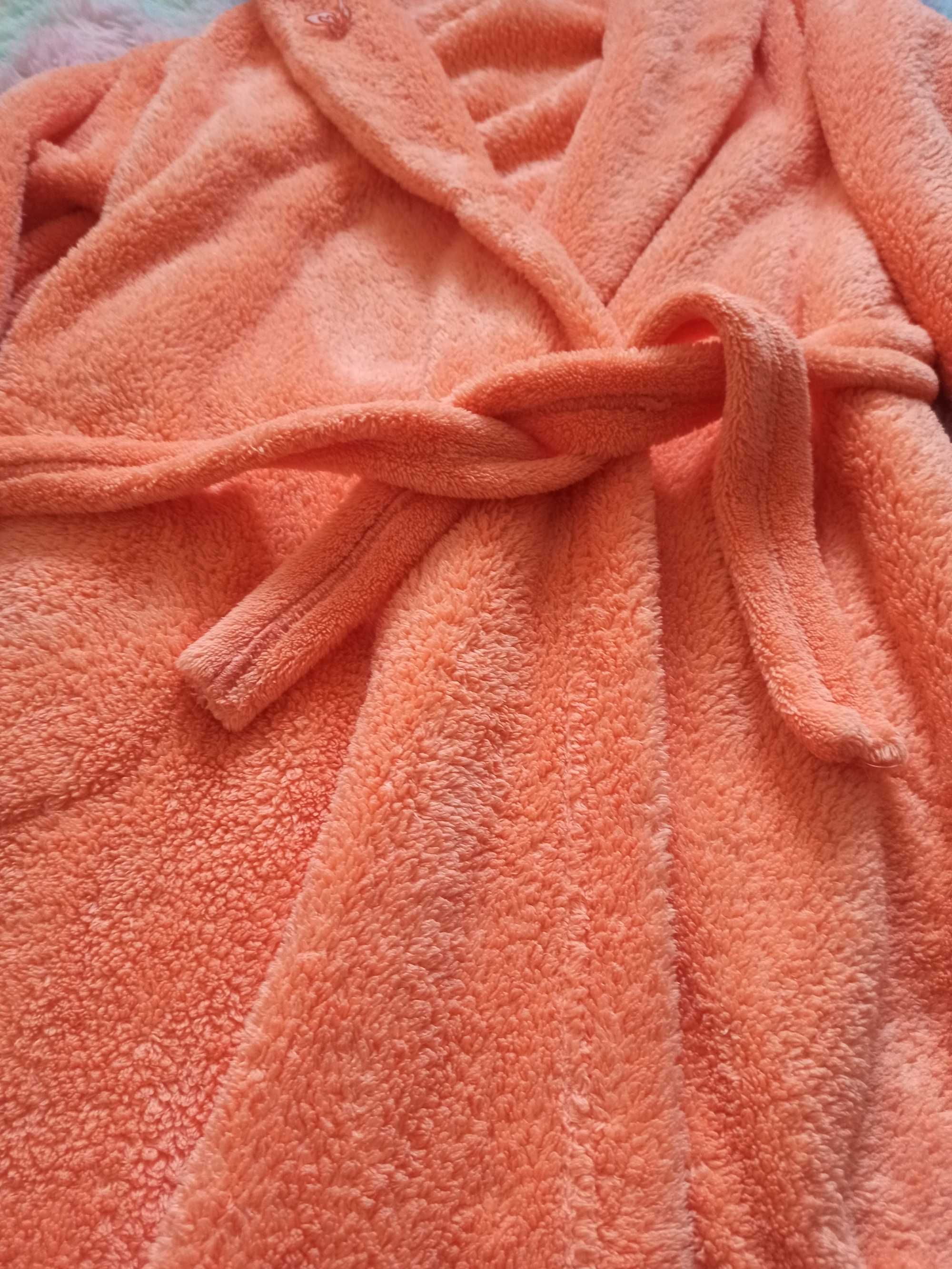 Szlafrok damski L XL brzoskwiniowy pomaranczowy puchacz