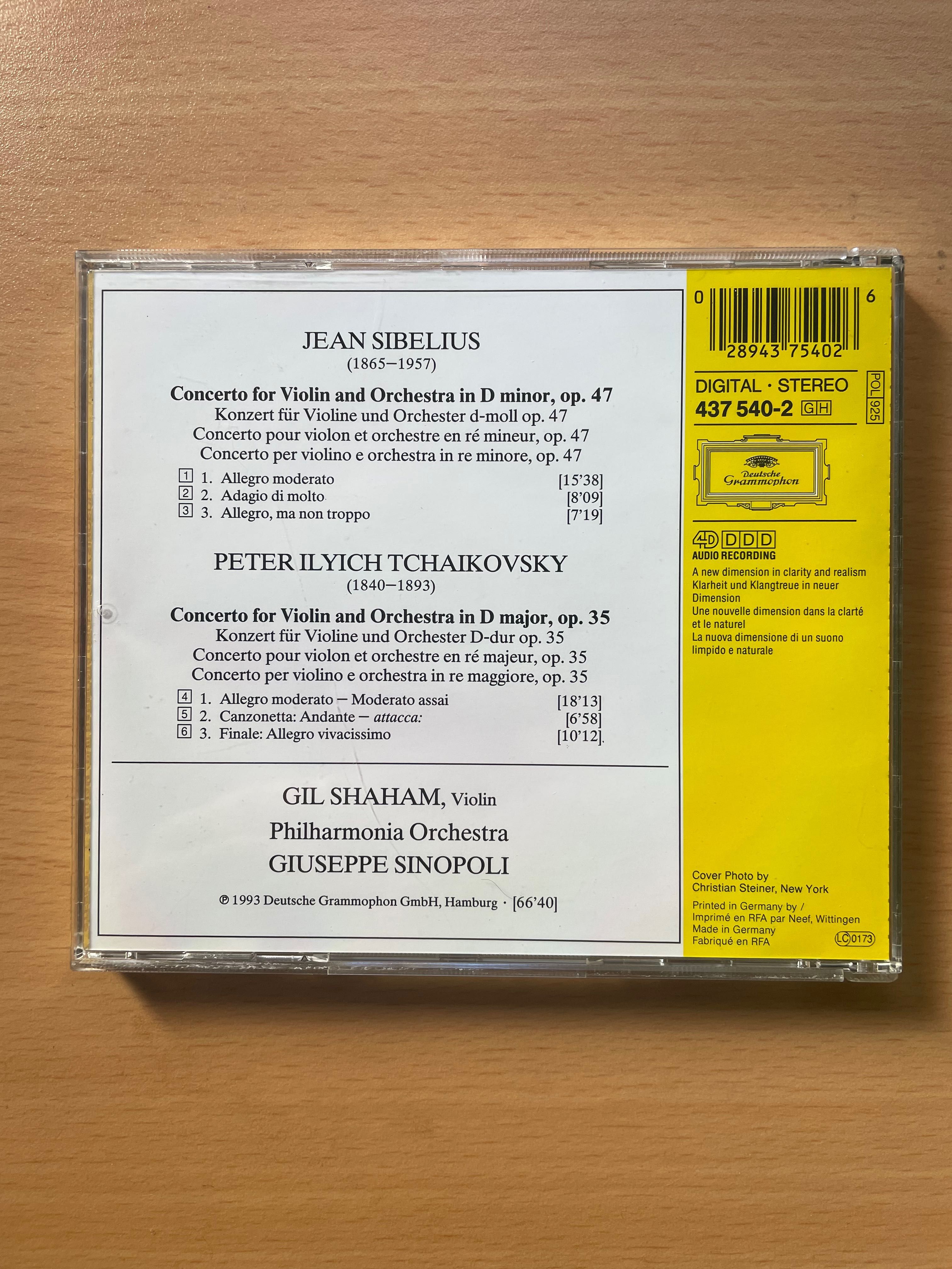 CD Sibelius*, Tchaikovsky*, Gil Shaham, Violon Concerto