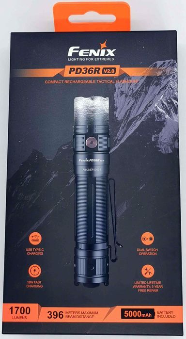 FENIX PD36R V2.0 Lampka LED Taktyczna 1700 lumenów Zasięg 396m