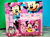 Portfelik+ zegarek różowy zestaw dla dziewczynki Myszka Minnie