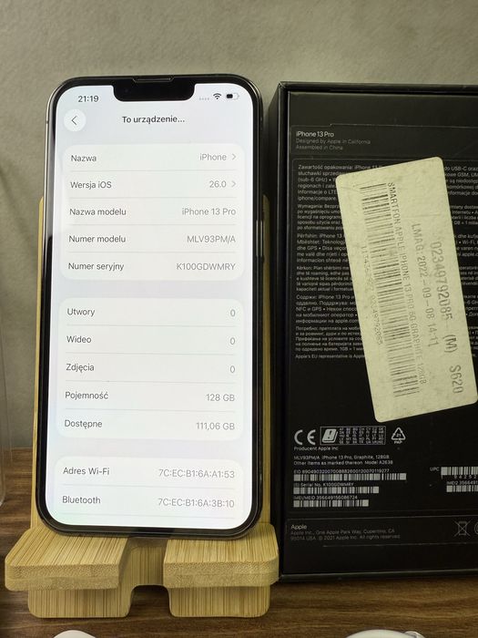 iPhone 13 Pro 128GB Grafitowy - 100% kondycji | dowód zakupu | zestaw