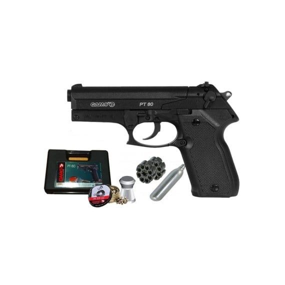 A pistola Gamo PT- 80 de chumbos (Gás),