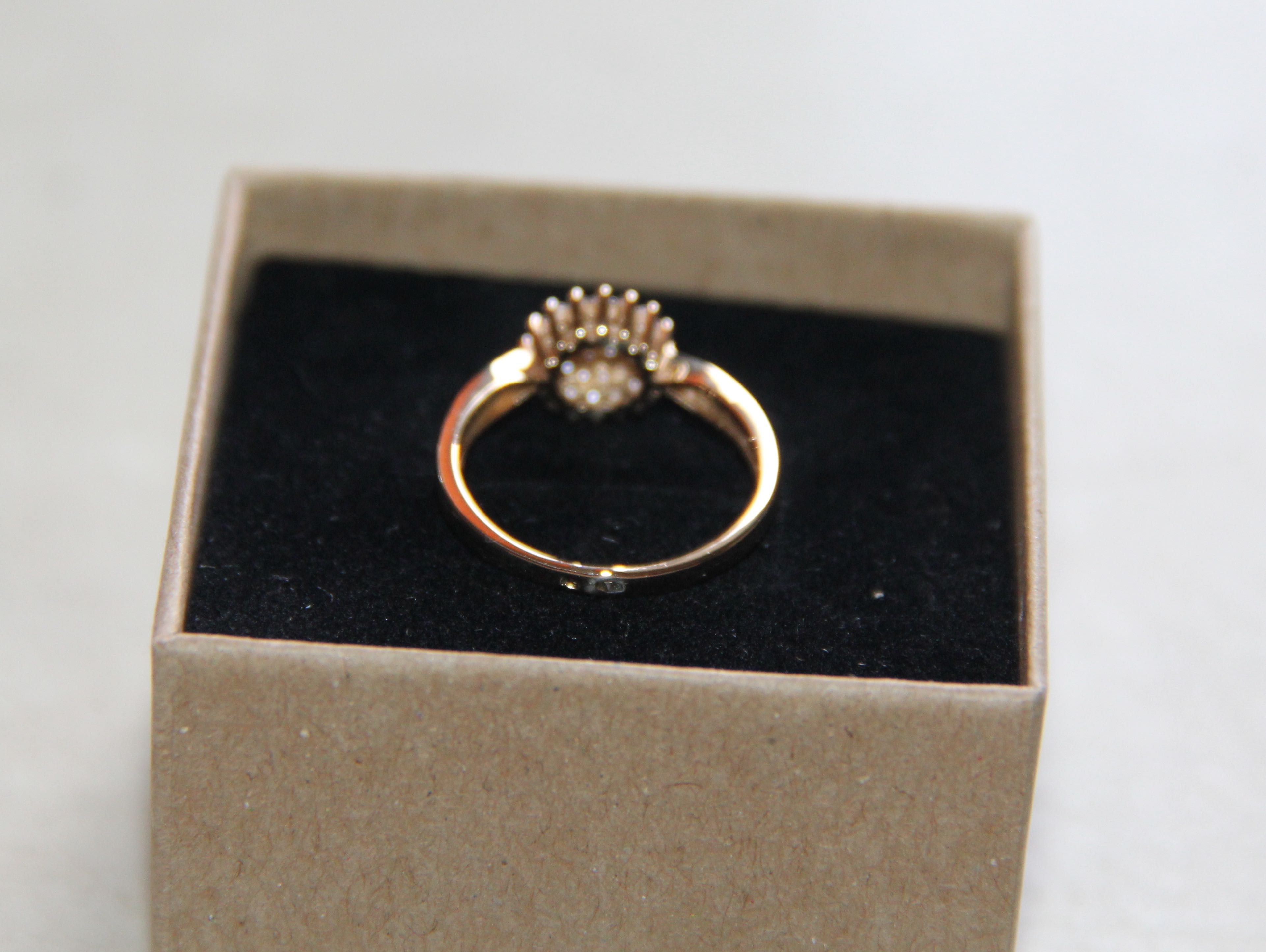 złoty pierścionek cyrkonie 585 złoto apart kwiatek   zaręczyny