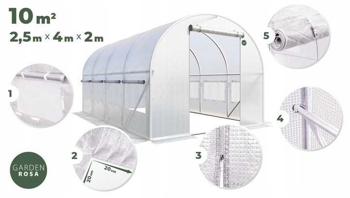 TUNEL FOLIOWY ogrodowy 4x2,5m UV4 4x2,5m NAMIOT 10m2 + stelaż + GRATIS