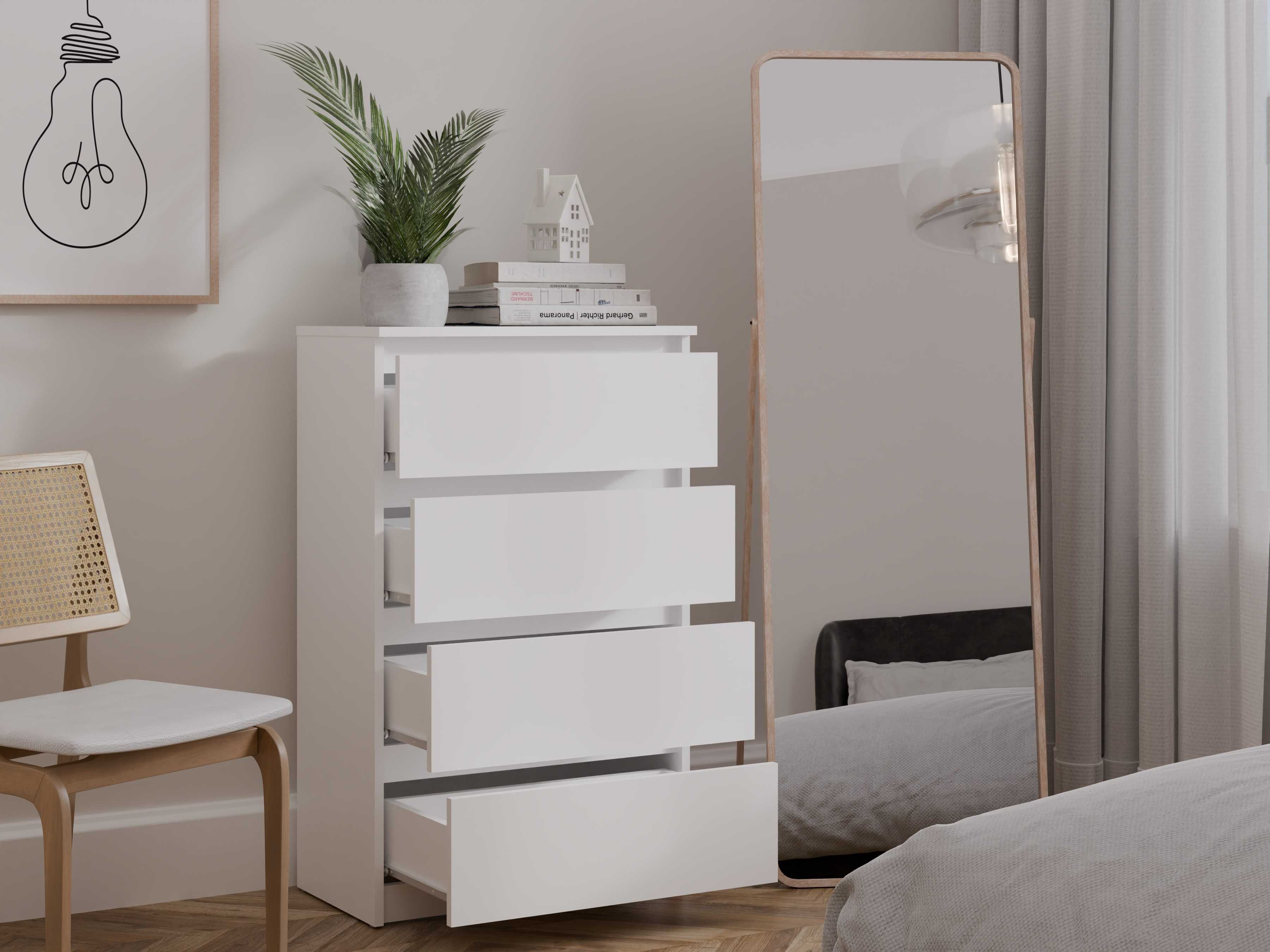 Komoda Szafka MALWA 4 Szuflady Sypialnia M4 60 BIAŁA