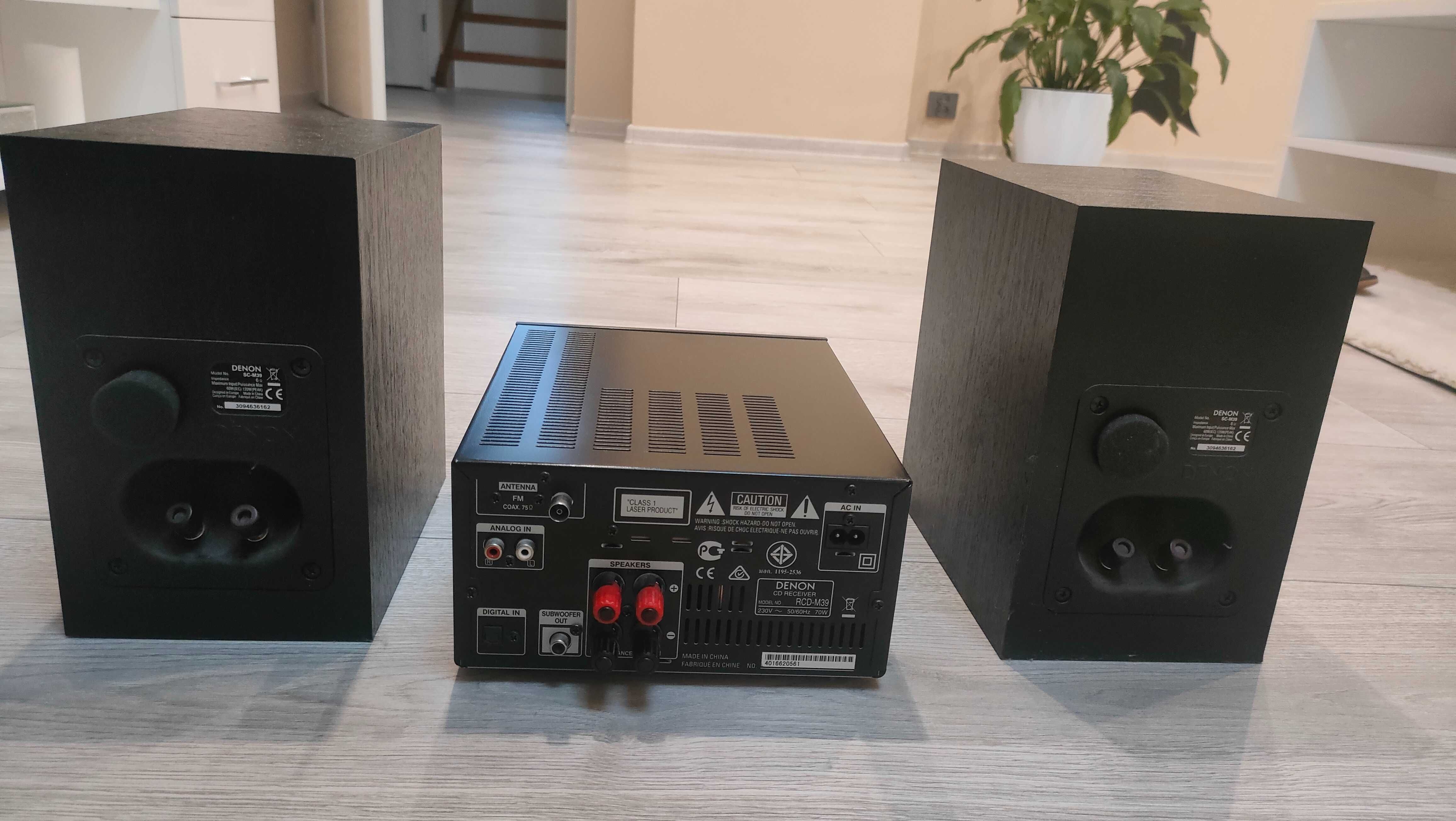 Miniwieża, amplituner stereo Denon RCD-M39 + kolumny