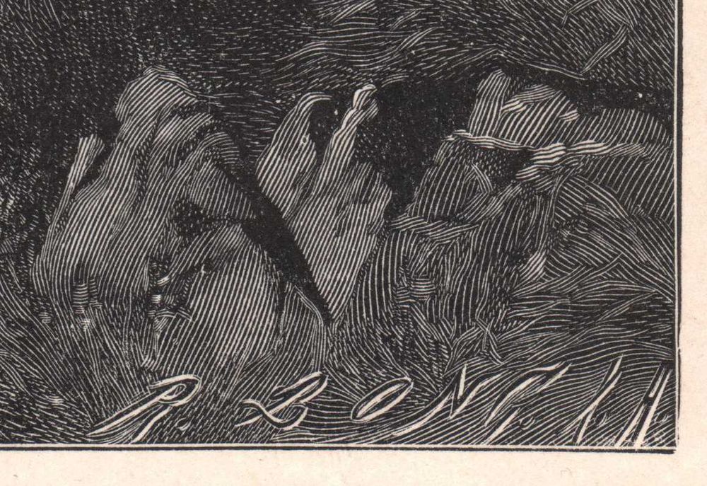 Steffan: Pejzaż Góry Alpy. Drzeworyt ilustracyjny 1897 r. oryginał