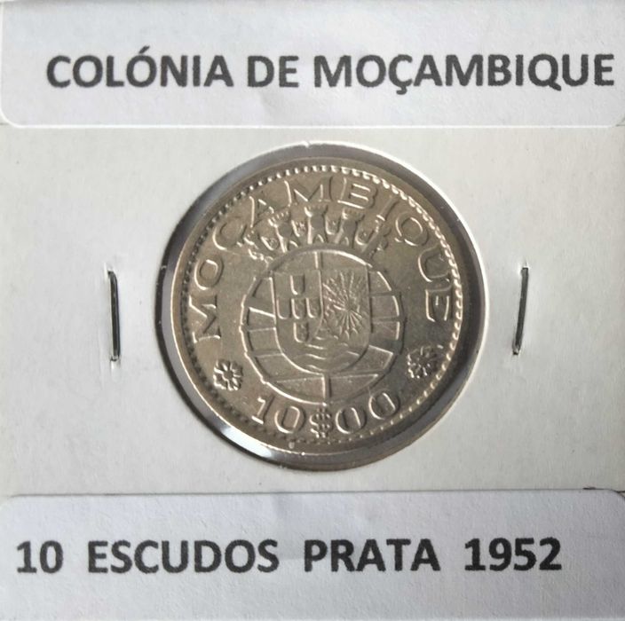 5 Moedas Portuguesas 10 Escudos Prata Circuladas Ex Colónia Moçambique
