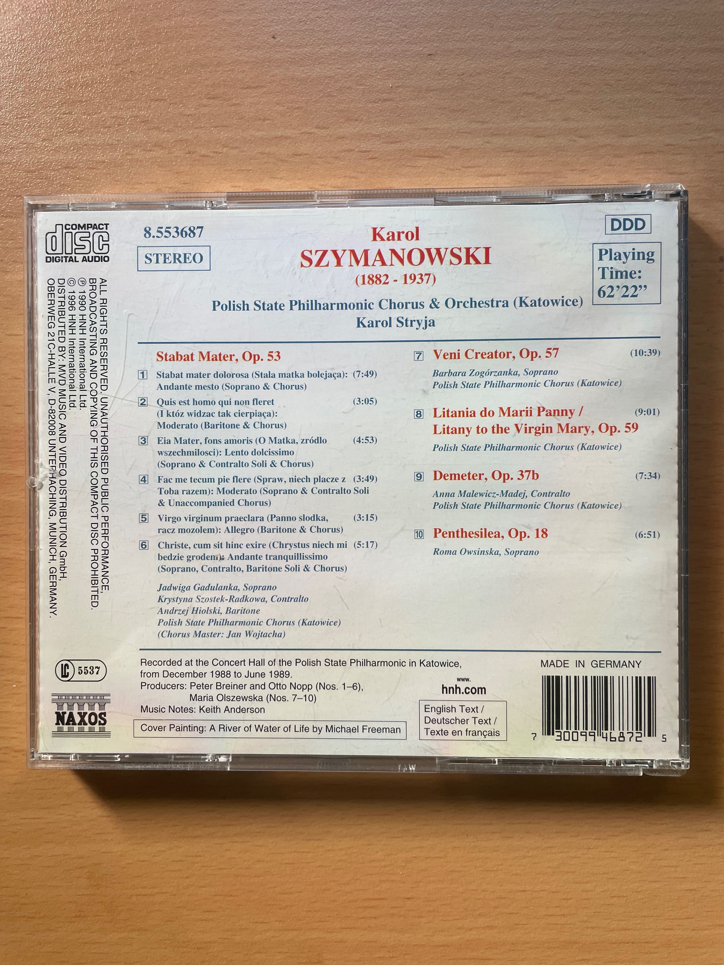 CD Szymanowski:Stabat Mater, Veni Creator, Litany To The Virgin, etc