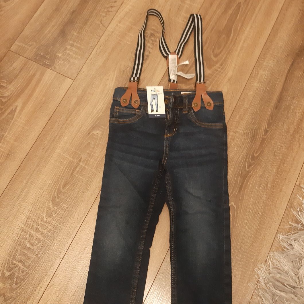 Nowe jeansy Slim fit z szelkami