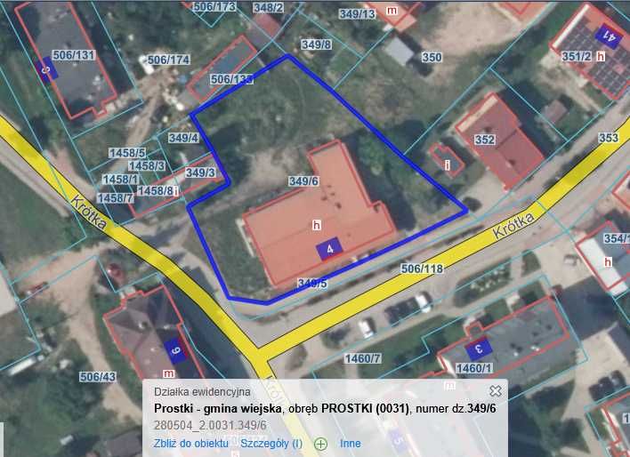 Działka w centrum Prostek z budynkiem o pow. 420 m2