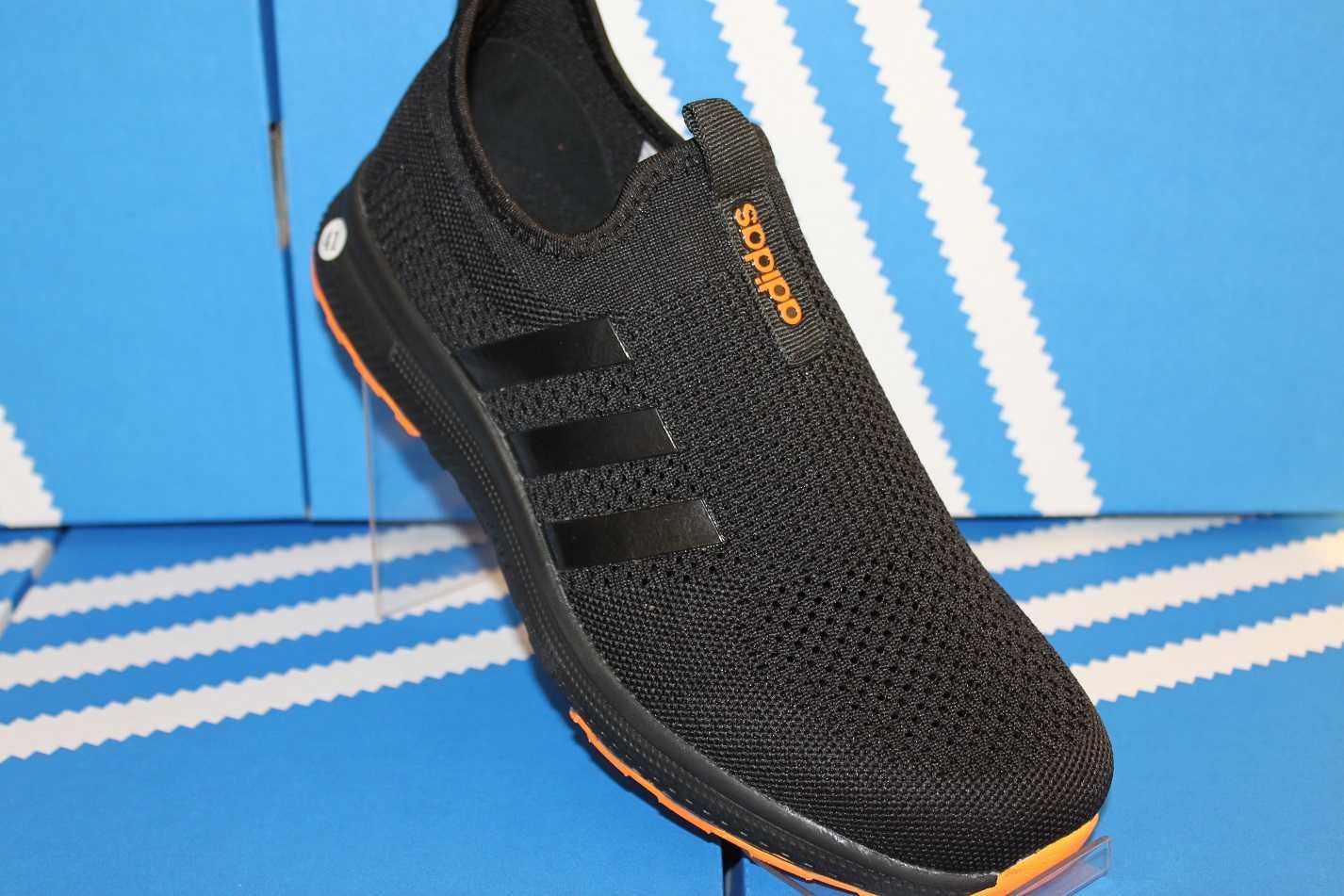 Adidas - черно-оранжевые кроссовки кросівки сетка(код:5196-5чер/оранж)