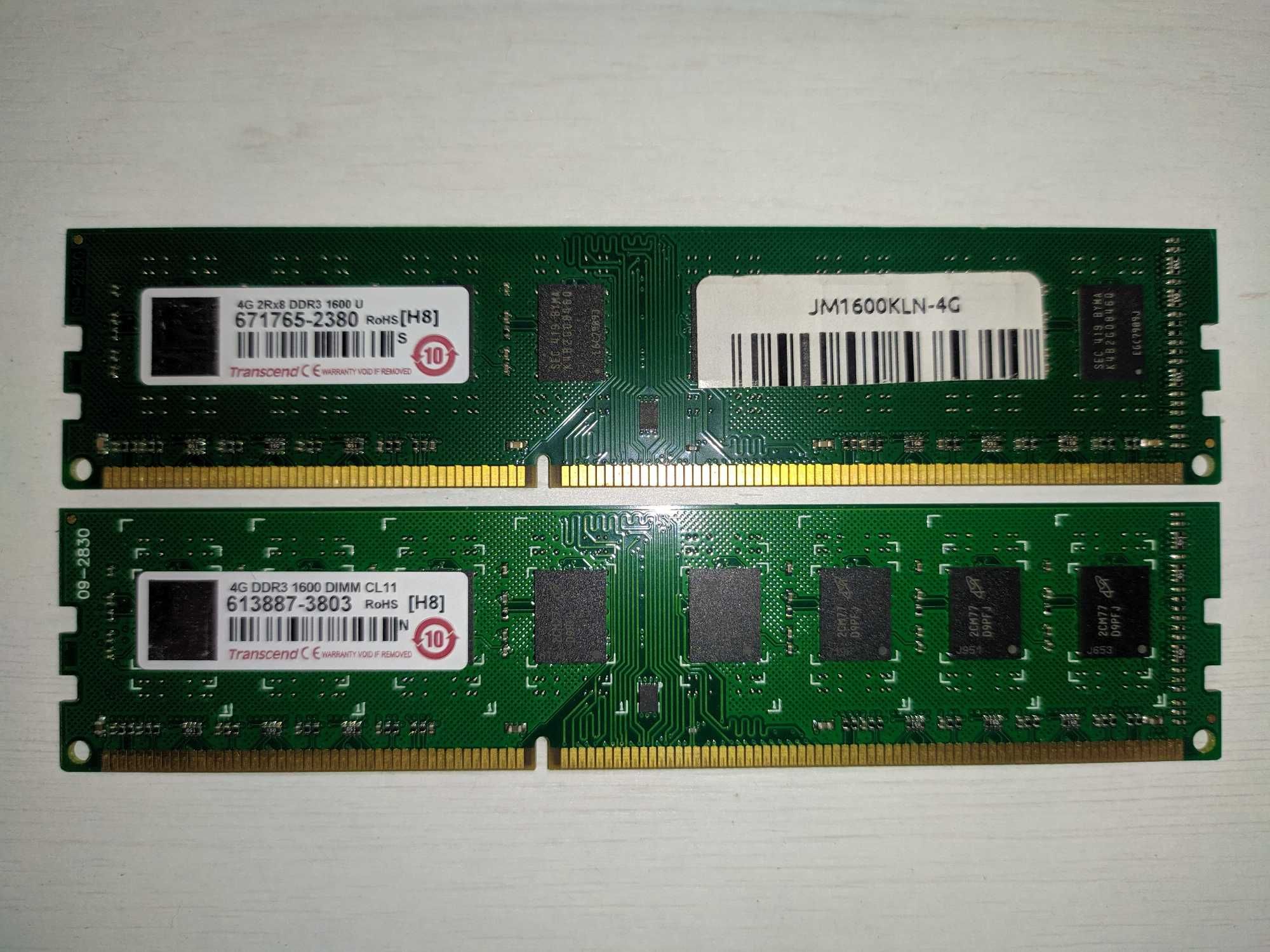 Оригинал Transcend JM1600KLN-4G DDR3-1600 U для ПК две планки по 4Гб