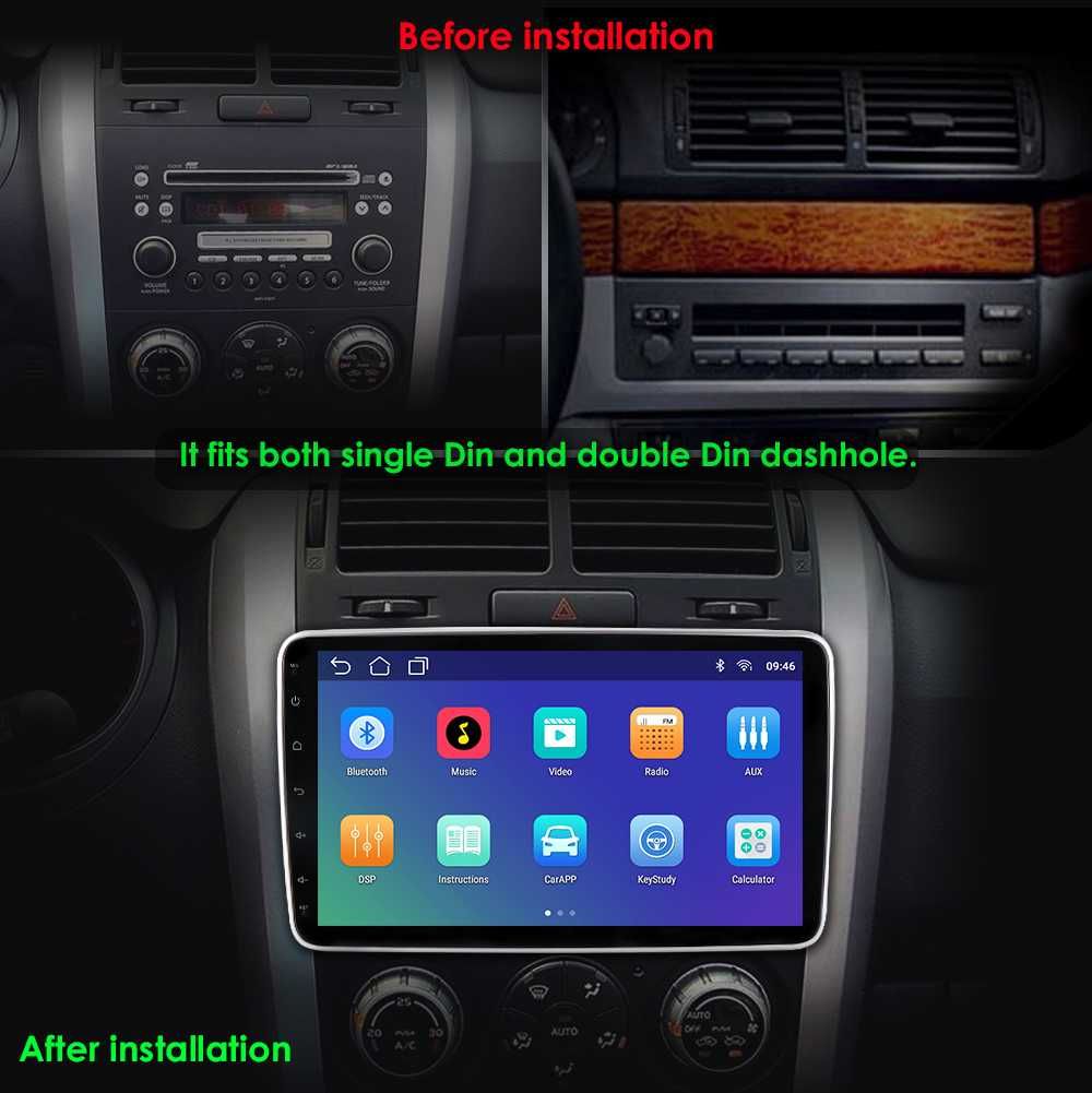 Auto Radio 10.1"  Android 14  1 Din painel destacável