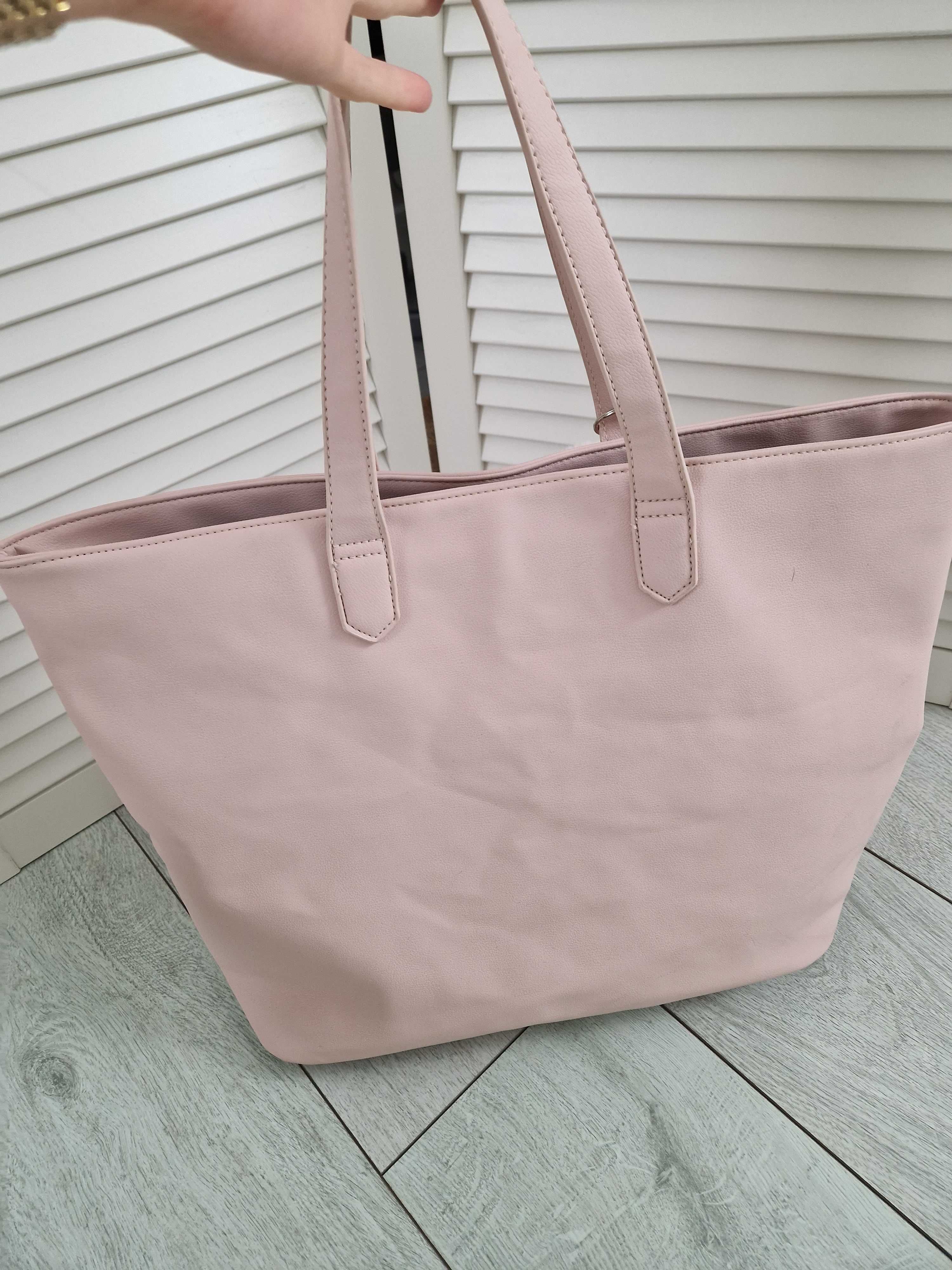 Sinsay pudrowa torebka shopper torba