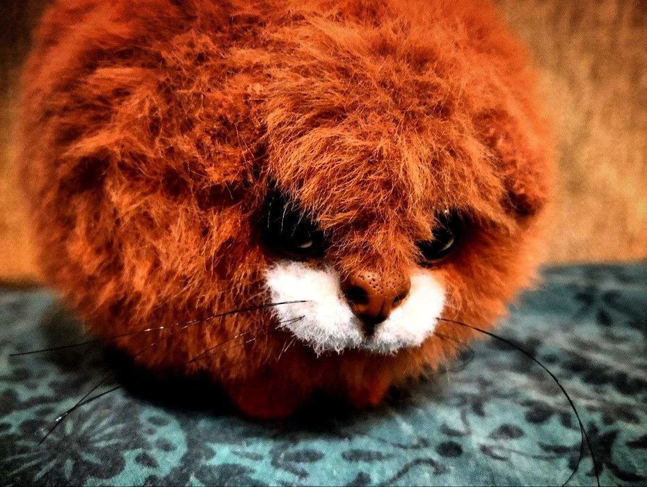 Котик рыжий толстый мягкая игрушка