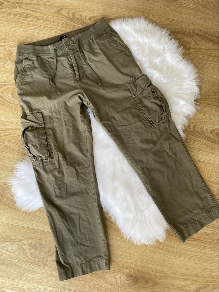 spodnie cargo damskie khaki streetwear y2k gap zielone baggy szerokie