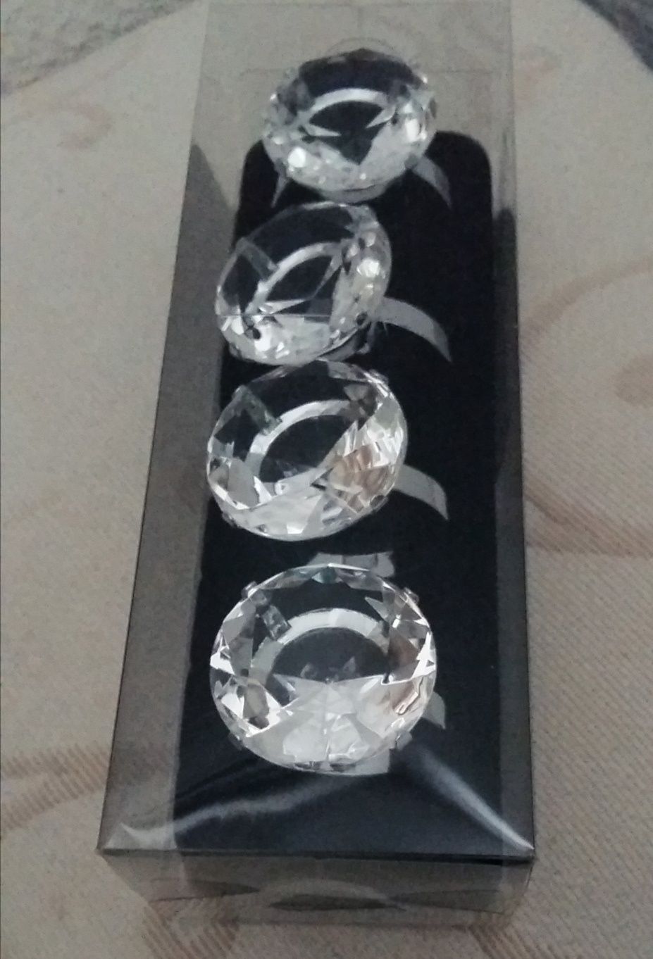 Argolas de guardanapo em formato de anel de diamante- Novas