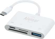 Czytnik kart USB C na SD, Aieloar 4 w 1 iPhone 15 Pro Max
