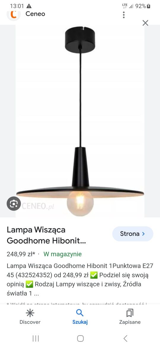 Lampa wisząca loft okazja tanio