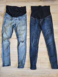 Jeansy ciążowe H&M r38 z pasem na brzuszek, 2 pary
