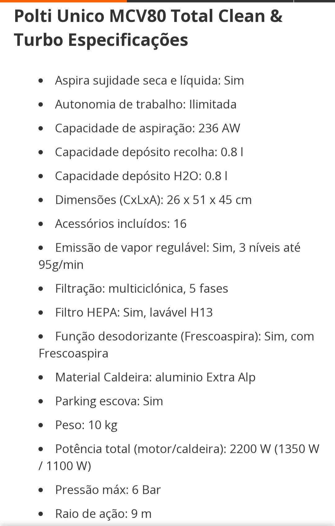 Aspirador Polti Unico