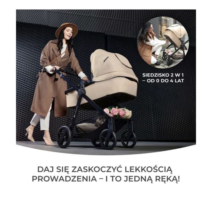 Wózek wielofunkcyjny KINDERKRAFT Newly 3w1 Mink Pro nowy