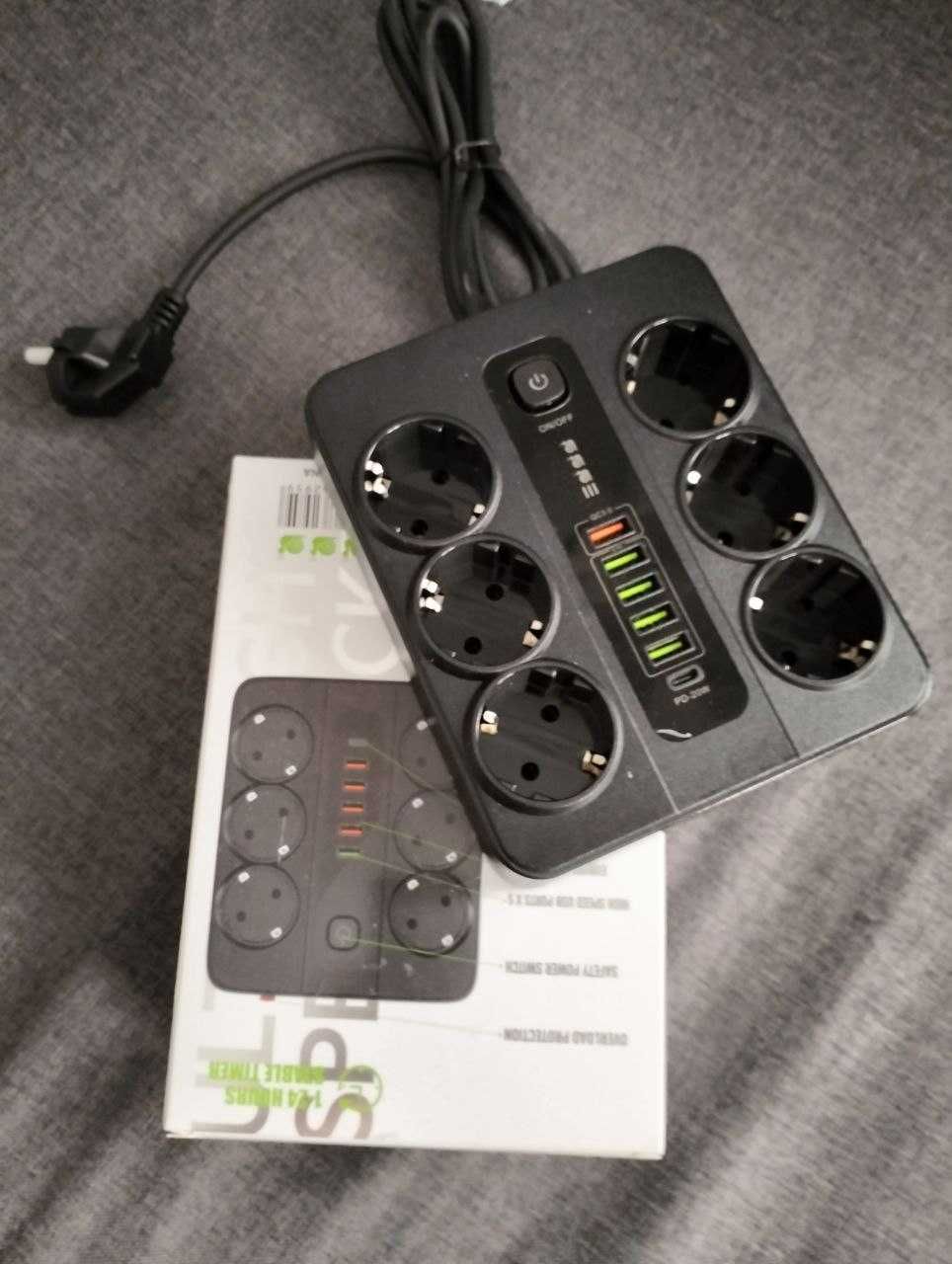 Мережевий фільтр, сетевой удлинитель, 6 евро розеток+USB.