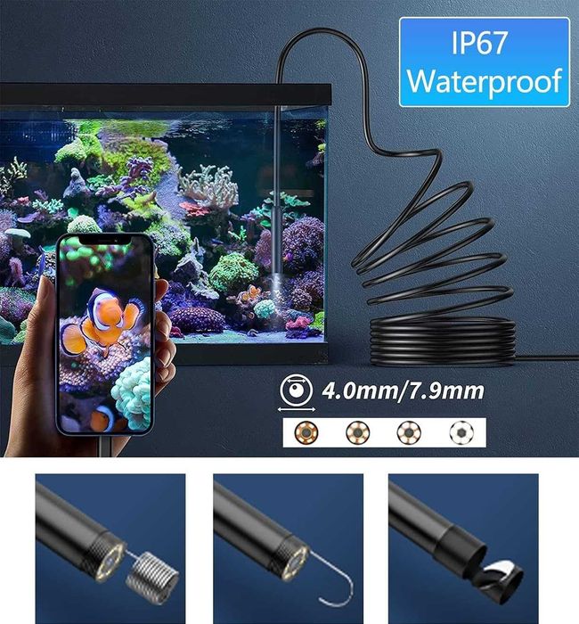 Kamera endoskopowa ze światłem 1920P z 8 diodami LED 5-metrowy kabel
