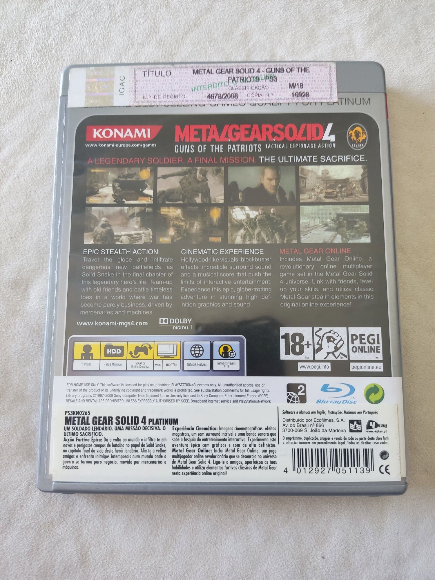 Jogo PS3  "Metalgearsolid4"